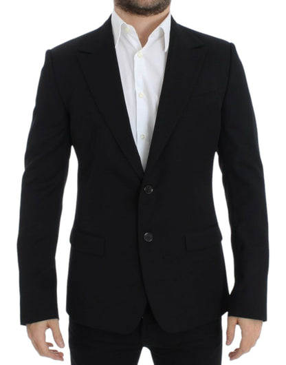 Dolce & Gabbana Schwarzer schmal geschnittener Wollblazer