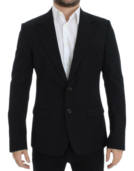Dolce & Gabbana Schwarzer schmal geschnittener Wollblazer