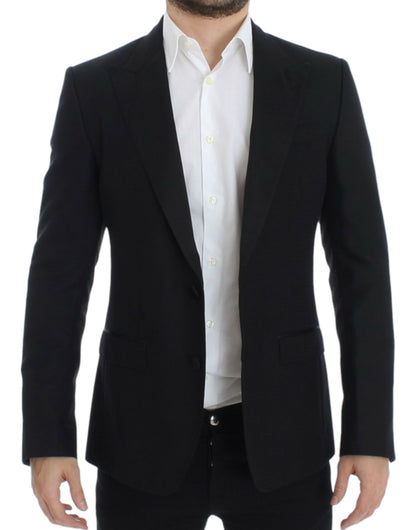 Dolce &amp; Gabbana Elegant black silk blend blazer Sicilia