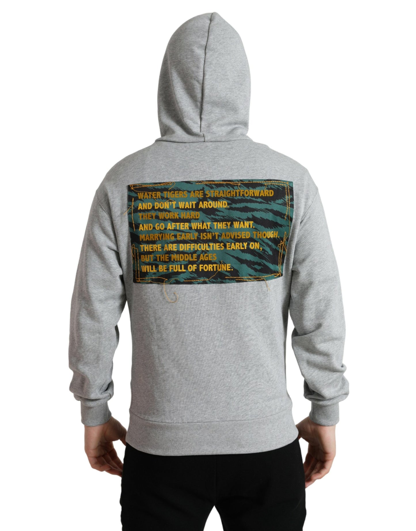 Dolce & Gabbana Graues Baumwoll-Logo-Sweatshirt mit Kapuze Pullover