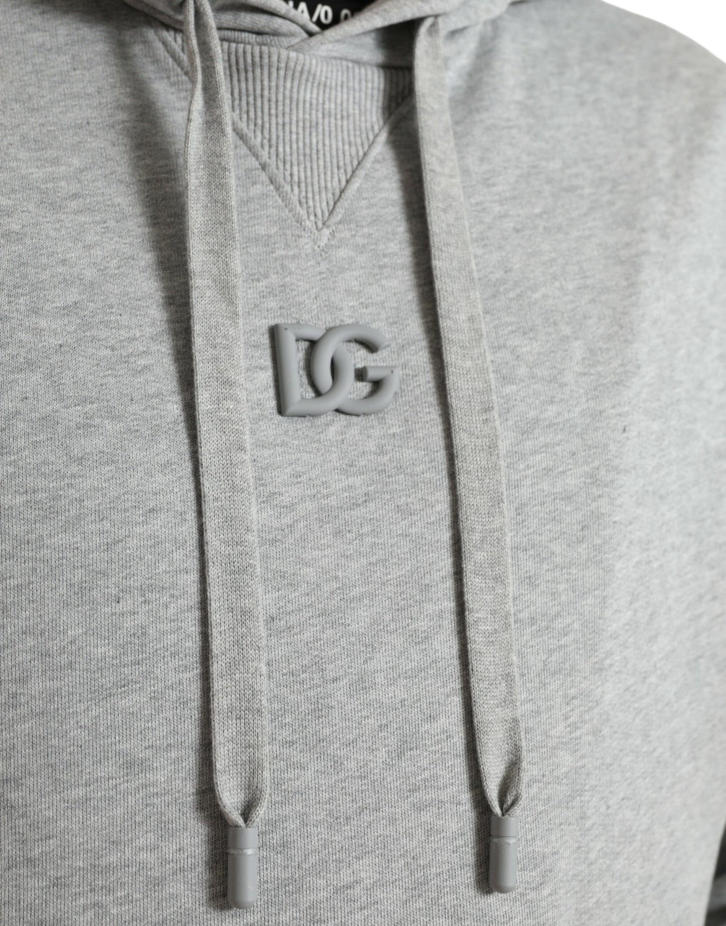 Dolce & Gabbana Graues Baumwoll-Logo-Sweatshirt mit Kapuze Pullover