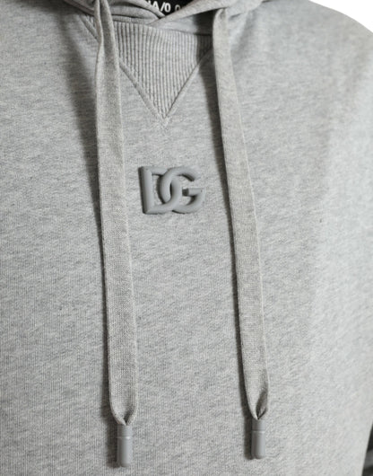 Dolce & Gabbana Graues Baumwoll-Logo-Sweatshirt mit Kapuze Pullover