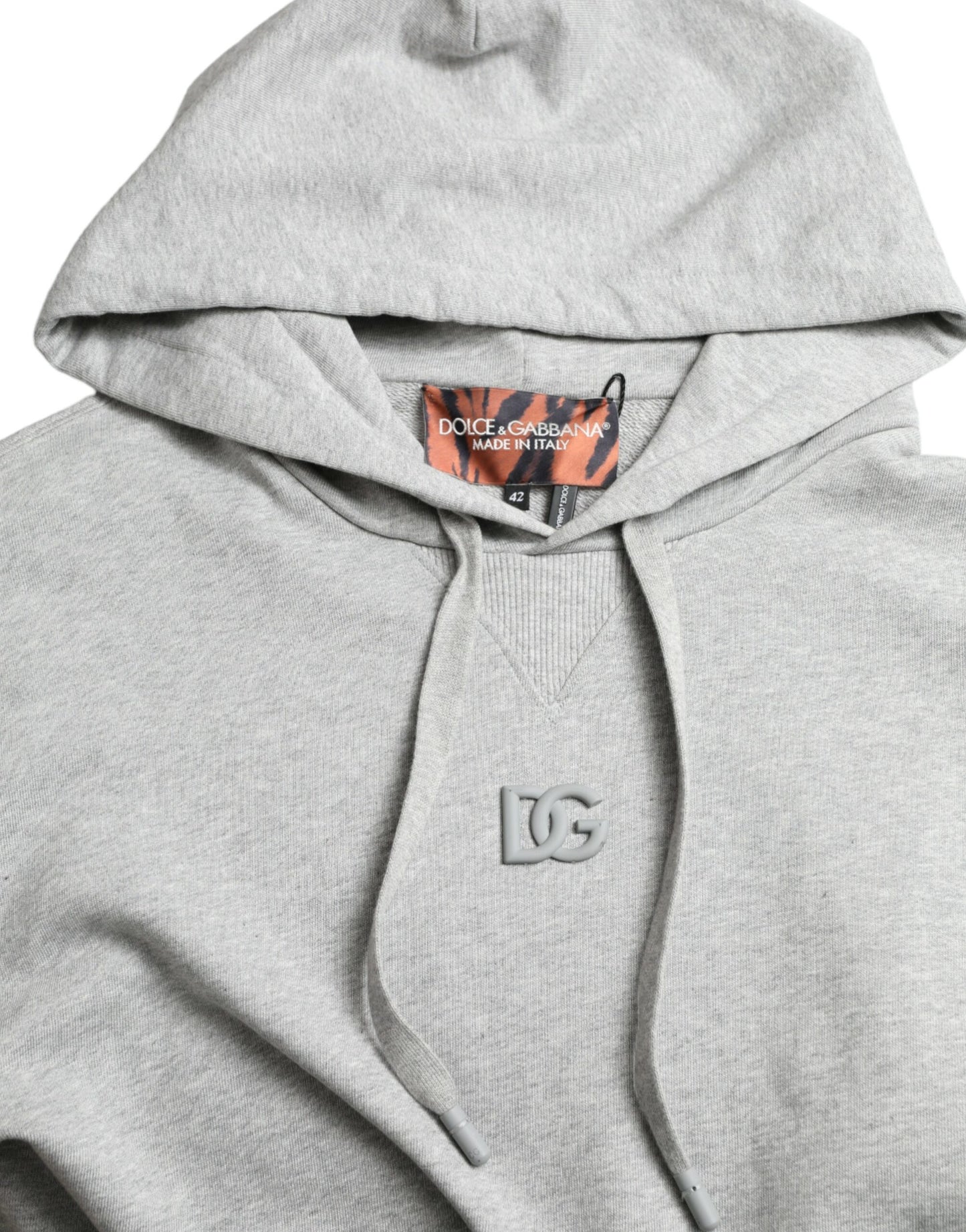 Dolce & Gabbana Graues Baumwoll-Logo-Sweatshirt mit Kapuze Pullover