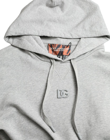 Dolce & Gabbana Graues Baumwoll-Logo-Sweatshirt mit Kapuze Pullover