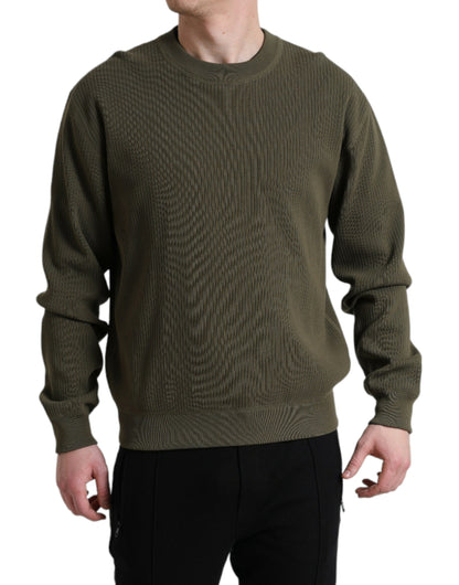 Dolce & Gabbana Grüner Baumwolle Rundhalsausschnitt Männer Pullover