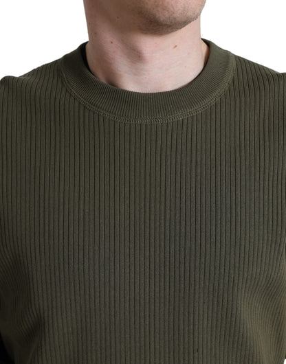 Dolce & Gabbana Grüner Baumwolle Rundhalsausschnitt Männer Pullover