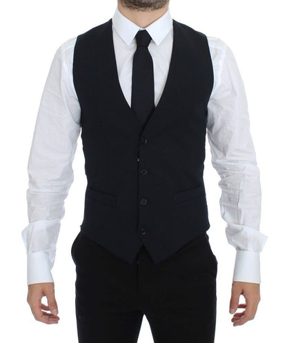 Dolce & Gabbana Blaue Wollweste für formelle Anlässe Weste Gilet