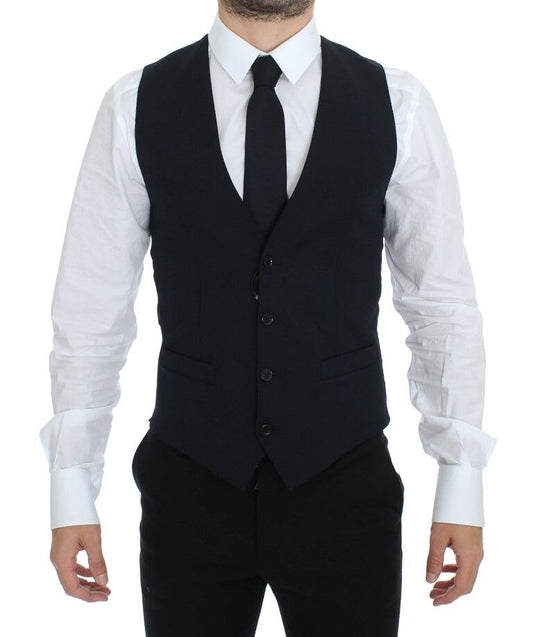 Dolce & Gabbana Blaue Wollweste für formelle Anlässe Weste Gilet