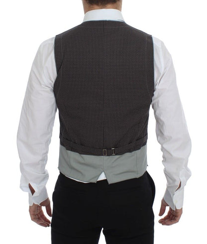 Dolce & Gabbana Graues gepunktetes Kleid Weste Gilet Weste
