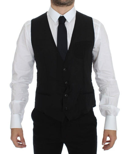 Dolce & Gabbana Schwarze Wolle Formal Dress Vest Gilet Jacke