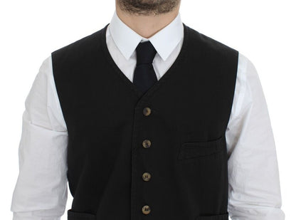 Dolce & Gabbana Schwarzes Baumwollmischung Kleid Weste Gilet