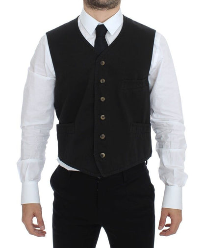 Dolce & Gabbana Schwarzes Baumwollmischung Kleid Weste Gilet