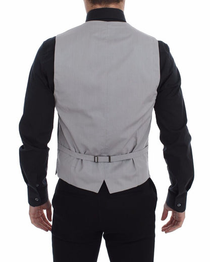Dolce & Gabbana Graue Baumwollweste mit schmaler Passform und Knopfleiste