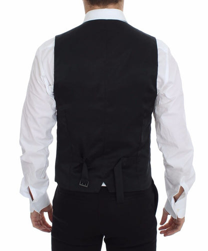 Dolce & Gabbana Graue Wolle Stretch Kleid Weste Jacke Blazer