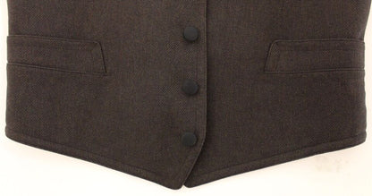 Dolce & Gabbana Braunes Baumwollmischung Kleid Weste Gilet