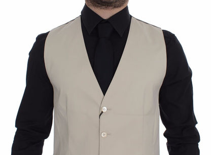 Dolce & Gabbana Beige Baumwolle Stretch Kleid Weste Blazer