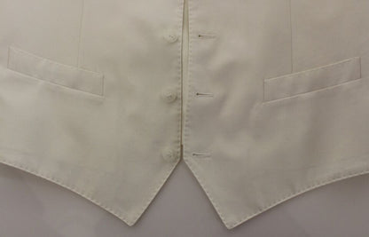 Dolce & Gabbana Weißes Baumwoll-Seidengemisch Kleid Weste Blazer