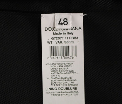 Dolce & Gabbana Grau gestreifte Woll-Logo-Weste Gilet Weste