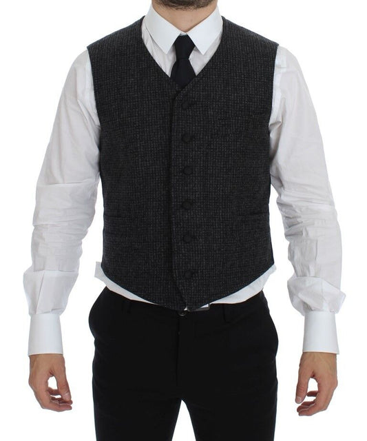 Dolce & Gabbana Graue Wollmischung Weste Gilet Weste