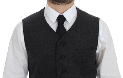 Dolce & Gabbana Graue Logo-Weste aus Wollmischung Weste