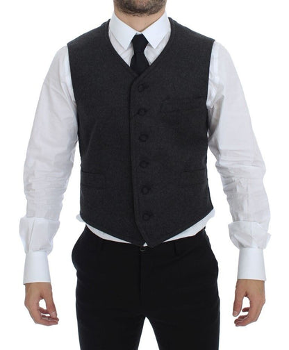 Dolce & Gabbana Graue Logo-Weste aus Wollmischung Weste
