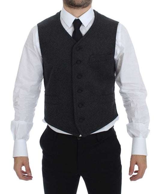 Dolce & Gabbana Graue Logo-Weste aus Wollmischung Weste