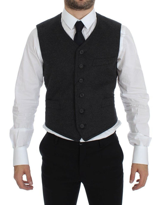 Dolce & Gabbana Graue Wollmischung Weste Gilet Weste