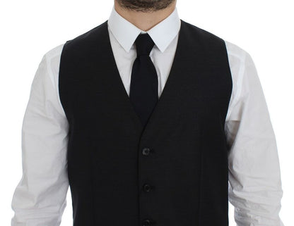 Dolce & Gabbana Graues Woll-Seiden-Kleid Weste Gilet