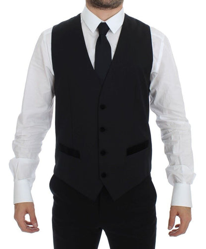 Dolce & Gabbana Schwarze Wolle Formal Dress Vest Gilet Weste