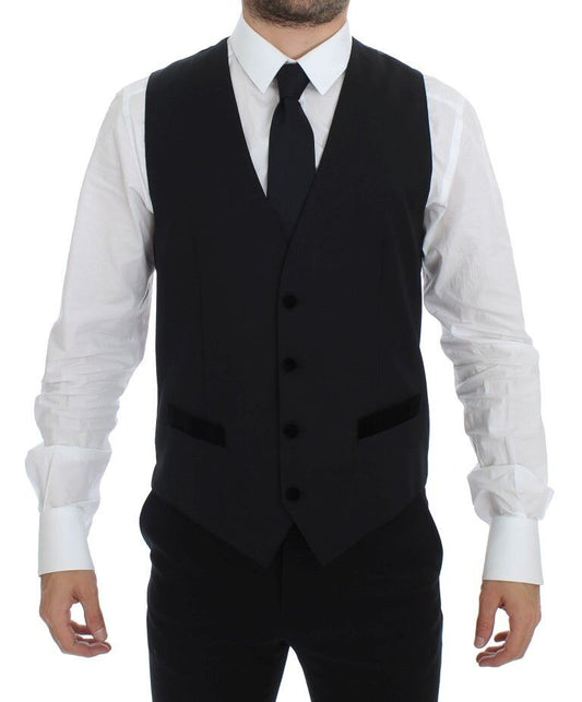 Dolce & Gabbana Schwarze Wolle Formal Dress Vest Gilet Weste