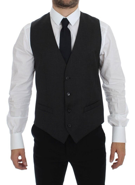 Dolce & Gabbana Graue Wolle Formal Dress Vest Gilet Weste