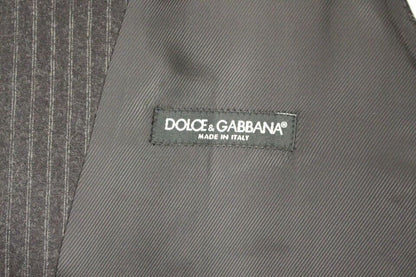 Dolce & Gabbana Graue gestreifte einreihige Wollweste