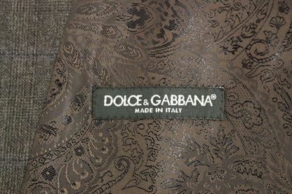 Dolce & Gabbana Braun karierte einreihige Wollweste