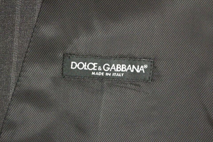 Dolce & Gabbana Grau gestreifte Woll-Logo-Weste Gilet Weste