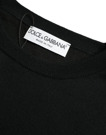 Dolce & Gabbana Schwarzer Pullover mit Rundhalsausschnitt aus Wolle