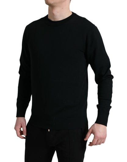 Dolce & Gabbana Schwarzer Pullover mit Rundhalsausschnitt aus Wolle