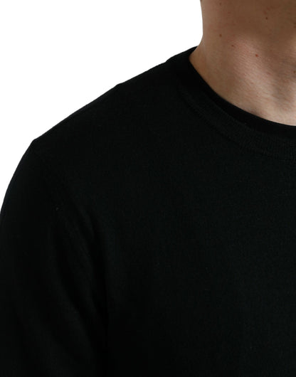 Dolce & Gabbana Schwarzer Pullover mit Rundhalsausschnitt aus Wolle