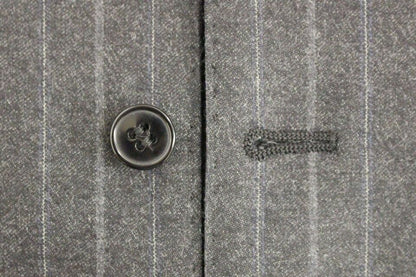Dolce & Gabbana Grau gestreifte Woll-Logo-Weste Gilet Weste