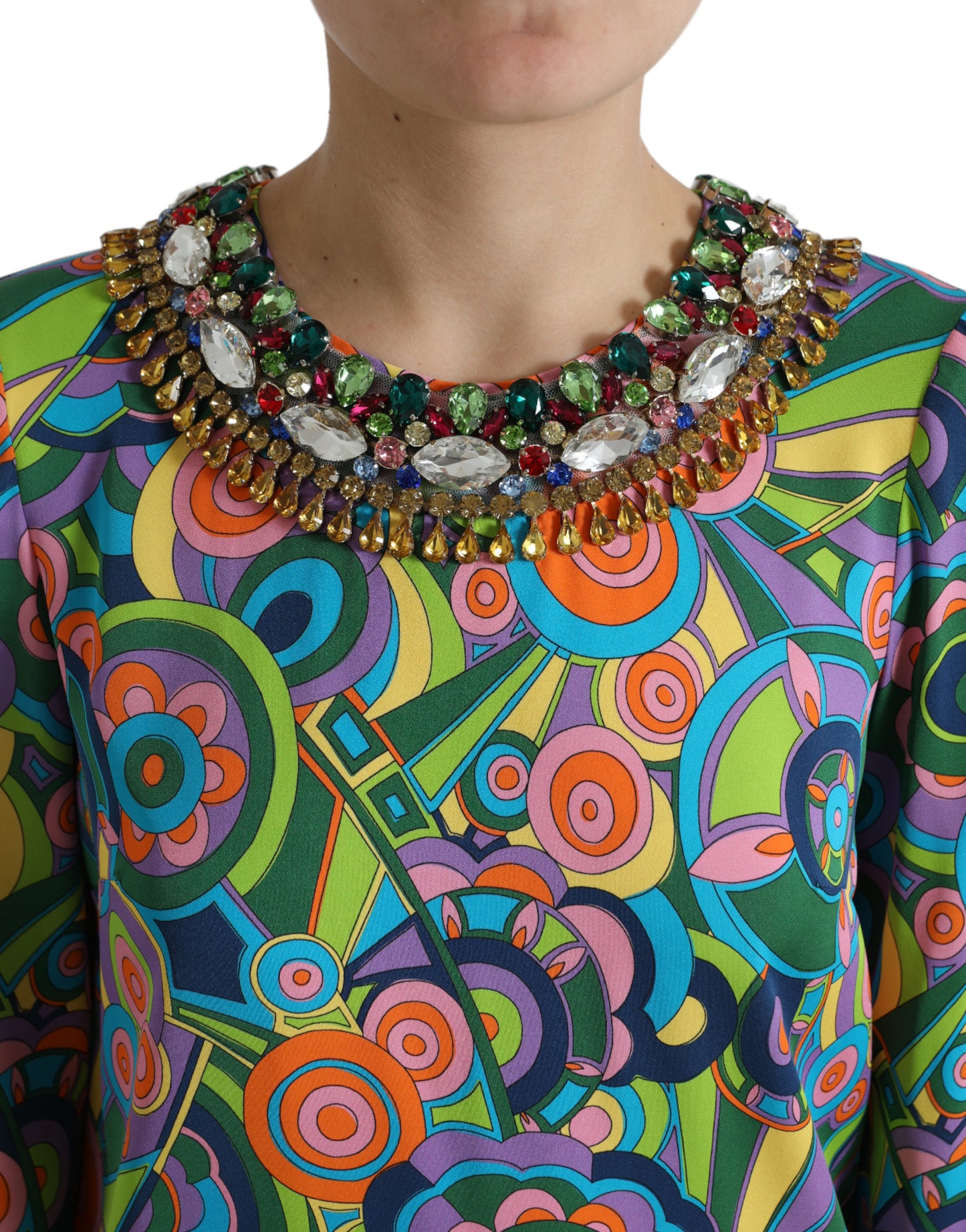 Dolce &amp; Gabbana Multicolor Geometric Silk Mini Dress