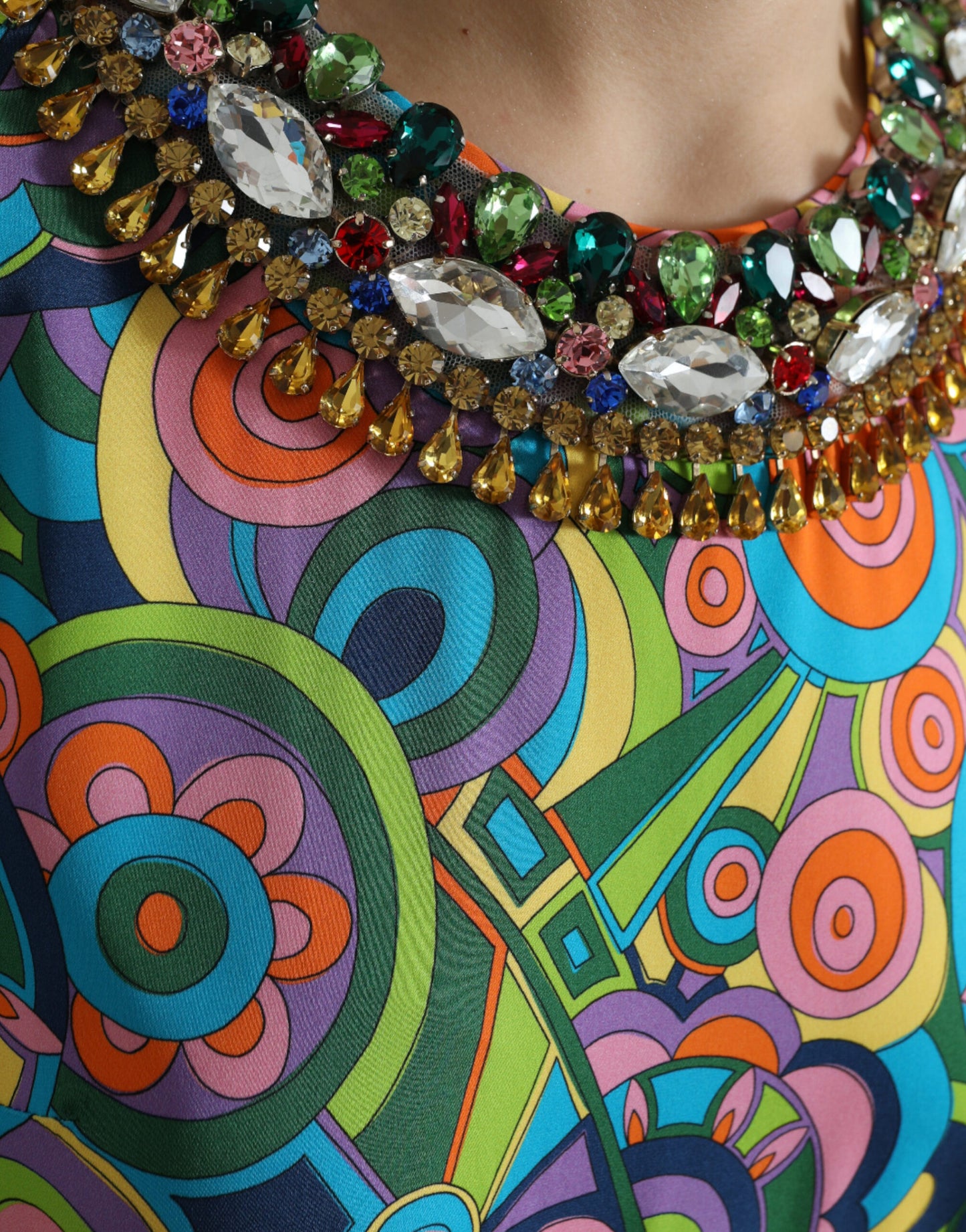 Dolce &amp; Gabbana Multicolor Geometric Silk Mini Dress