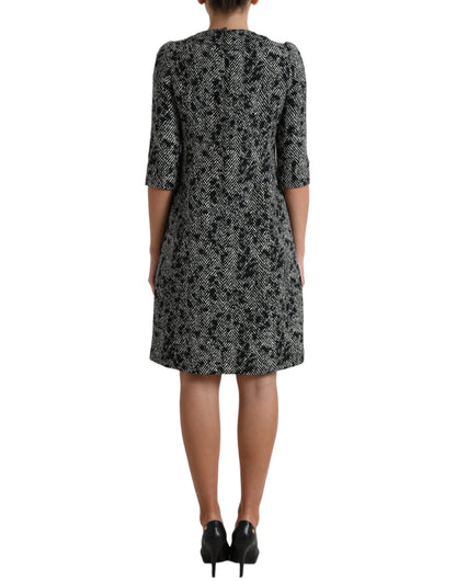 Dolce & Gabbana Schwarzes Chevron-Polyester-Shift-Minikleid