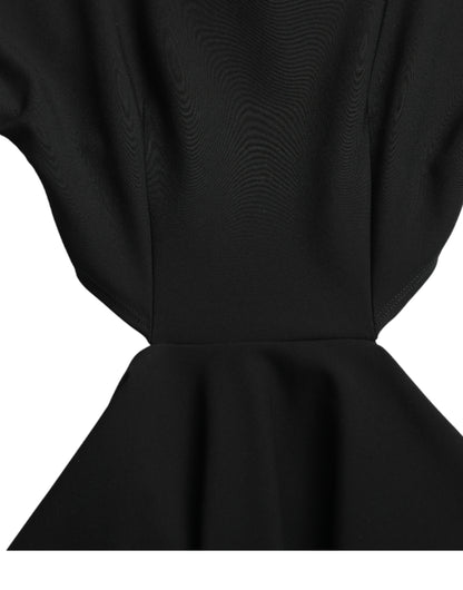 Dolce & Gabbana Schwarzes Minikleid aus Viskose mit langen Ärmeln und Ausschnitt
