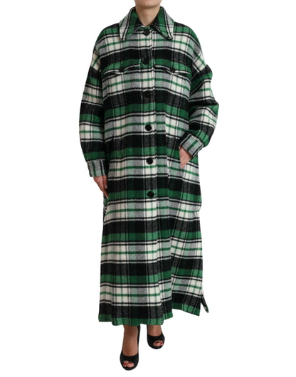 Dolce & Gabbana Grün karierter Langarm-Langarm-Mantel Jacke