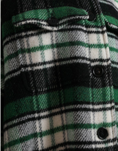 Dolce & Gabbana Grün karierter Langarm-Langarm-Mantel Jacke