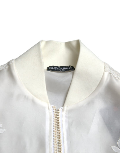 Dolce & Gabbana Elegante Bomberjacke aus weißer Seide