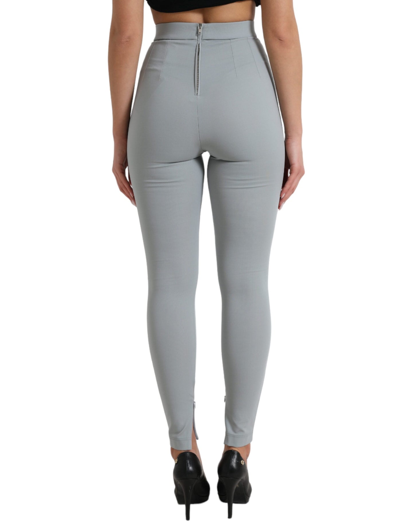 Dolce &amp; Gabbana Elegant High Waist Leggings in Grey
