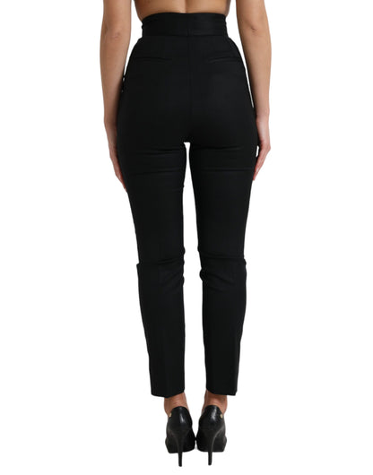Dolce &amp; Gabbana Elegant tapered wool trousers with high waist