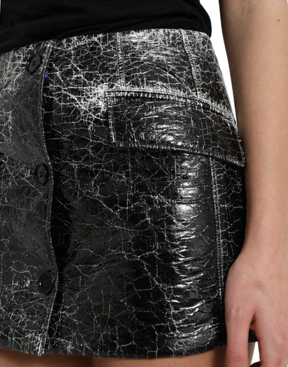 Dolce & Gabbana Schwarzer Minirock aus Baumwollmischung mit hoher Taille