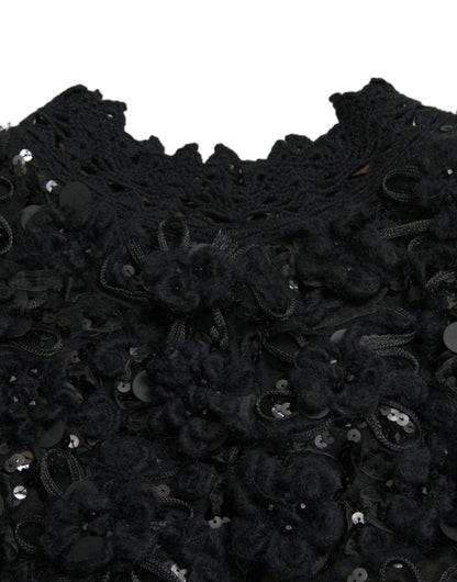 Dolce & Gabbana Schwarzer Pullover mit Paillettenverzierung