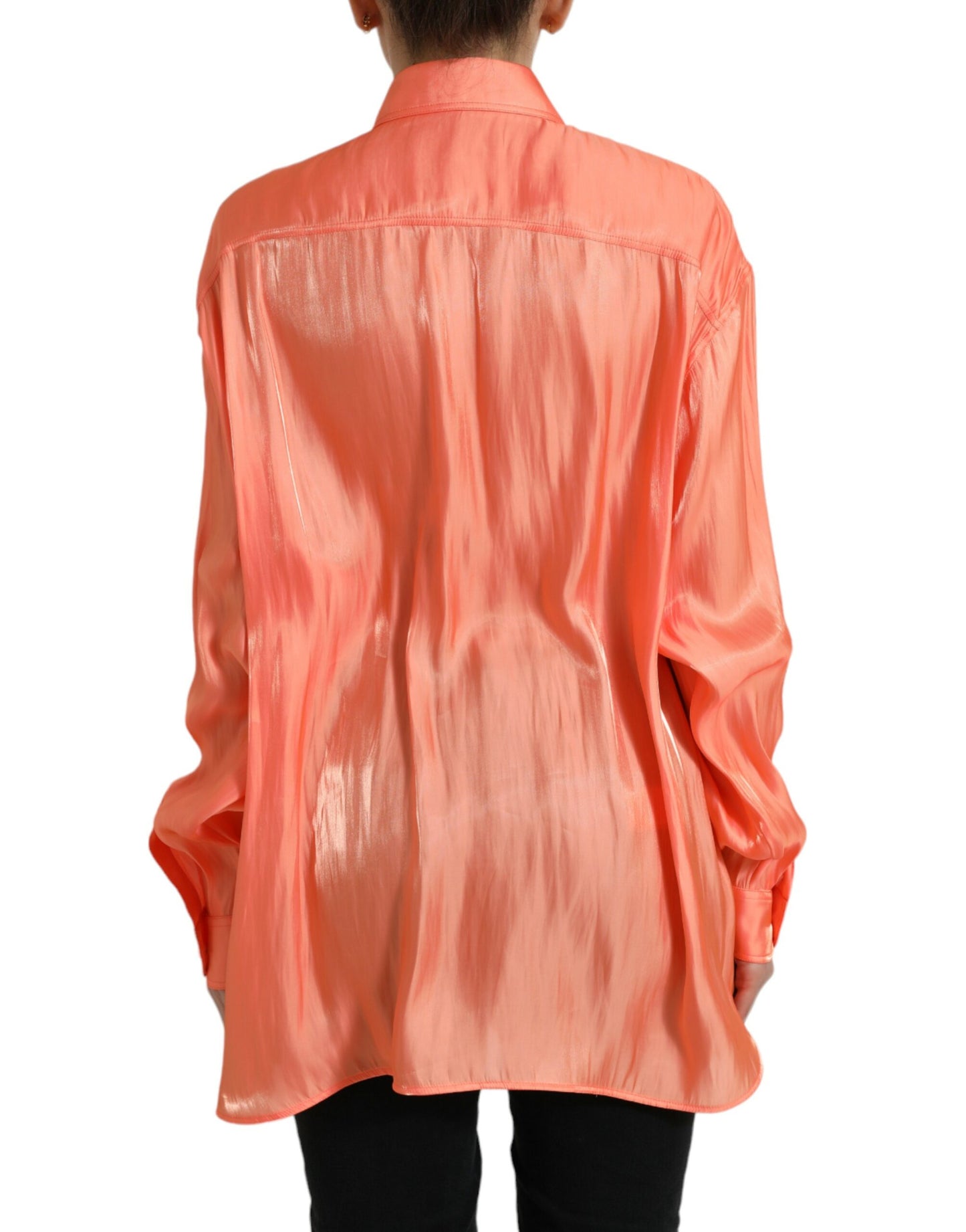Dolce & Gabbana Pfirsich Langarm Button Down Bluse Top